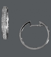 Versatility and refinement at its best. Perfect for the red carpet, or paired with your favorite blue jeans, Trio by Effy Collection's hoop earrings add vitality to any look. Crafted in 14k white gold with two rows of sparkling, round-cut diamonds (1/3 ct. t.w.). Approximate diameter: 3/4 inch.