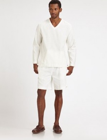 Light, airy linen and cotton blend is cut with generous legs and a relaxed, knee-length fit. Drawstring waistSide slash pocketsInseam, about 855% linen/45% cottonMachine washImported Light, airy linen and cotton blend is cut with generous legs and a relaxed, knee-length fit. Drawstring waistSide slash pocketsInseam, about 855% linen/45% cottonMachine washImported