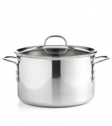 Brilliant good looks. Perfect gourmet results. Combining the long-lasting radiance of stainless steel with the superior  performance of a highly conductive, heavy-gauge aluminum core, the Calphalon Tri-Ply stock pot makes it easy to prepare mouthwatering meals day after day -- each more memorable than the last. Lifetime warranty.