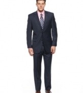 From the interview to the sales call to the corner office, this sleek navy suit from Michael Kors makes a smart addition to any modern guy's fast-paced career.