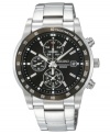 For the determined man, this classic chronograph timepiece watch works with extreme precision.