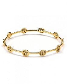 Pave-encrusted 'pod' stations shine with black onyx stones in this bangle from Melinda Maria. Perfect for stacking. Pave-encrusted 'pod' stations shine with black onyx stones in this bangle from Melinda Maria. Perfect for stacking.