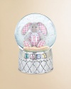 From the Gingham Bunny Collection. Rotating to the soothing tune of Brahms' Lullaby, it's sure to delight baby girls.Silverplated base6.5 HEnamel B-A-B-YEnhanced with swirling glitter insideElegantly packaged for gift-givingImported