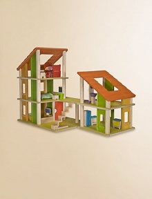 This stunning dollhouse includes two customizable units, five rooms of furniture and one movable staircase.30W X 13H X 21DAbout 19lbsEco-friendly planwood and rubberwoodWipe with damp clothRecommended for ages 3 and upImported This stunning dollhouse includes two customizable units, five rooms of furniture and one movable staircase.30W X 13H X 21DAbout 19lbsEco-friendly planwood and rubberwoodWipe with damp clothRecommended for ages 3 and upImported