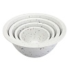 These unique mixing and prep bowls are made of recycled durable melamine. They would make a fun addition to any kitchen. The bowls nest for easy storage and are durable enough to for use with an electric mixer. They are perfect to use for indoor & outdoor entertaining. Stain resistant.