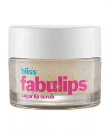 Hey, smooth talker! You use scrubs and loofahs to buff your face and body to smooth perfection, but what about those lovely lips? Exfoliating them with Bliss' lip scrub removes dead, chapped skin for a beautifully smooth finish that can actually help your lipstick last longer. Featuring finely granulated sweet sugar, almond and walnut shell, the vanilla+orange-flavored formula gently exfoliates to buff away dry flakes while jojoba seed and olive oils, shea and cocoa butters and vitamins A, C and E nourish and condition. Read our lips its the simplest way to get a polished pout! Gently exfoliates lips with sweet sugar, almond and walnut shell. Natural oils, butters and vitamins nourish and condition. Creates the perfect canvas for lip color. Hey, smooth talker! You use scrubs and loofahs to buff your face and body to smooth perfection, but what about those lovely lips? Exfoliating them with Bliss' lip scrub removes dead, chapped skin for a beautifully smooth finish that can actually help your lipstick last longer. Featuring finely granulated sweet sugar, almond and walnut shell, the vanilla+orange-flavored formula gently exfoliates to buff away dry flakes while jojoba seed and olive oils, shea and cocoa butters and vitamins A, C and E nourish and condition. Read our lips its the simplest way to get a polished pout! Gently exfoliates lips with sweet sugar, almond and walnut shell. Natural oils, butters and vitamins nourish and condition. Creates the perfect canvas for lip color.