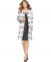 A sequined, beaded jacket with a swirling print makes a bold statement on Tahari by ASL's latest dress suit.