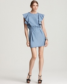 Slip on this ruffled See By Chloé chambray dress and go: to the office, to lunch, to the movies--it's a versatile and sweet silhouette with endless styling options. Slip on this ruffled See By Chloé chambray dress and go: to the office, to lunch, to the movies--it's a versatile and sweet silhouette with endless styling options.