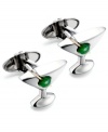 Pay tribute to the business man's favorite post-work cocktail. Dolan Bullock's martini glass-shaped cuff links are set in sterling silver and feature a green jade olive (1/6 ct. t.w.) and a 14k gold accent. Approximate size: 7/8 inch x 3/4 inch.