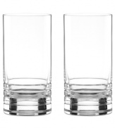 Three sharp lines juxtapose the elegant simplicity of Percival Place highball glasses in this sophisticated drinkware set from kate spade new york.