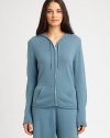 EXCLUSIVELY AT SAKS. A long-sleeve hooded staple rendered in sumptuous cashmere for the ultimate in luxe casual wear. Drawstring hoodDropped shouldersLong sleevesZip front closureKangaroo pocketsRolled cuffs and hemCashmereDry cleanImported