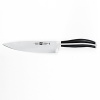 The Twin Cuisine series of knives from Henckels features premium high-carbon stainless steel forged blades with improved cutting edge retention and corrosion resistance. The handles are a creation of new technology - a rivetless, molded handle design with a full tang, no gaps, smooth shape and grip. The Henckels Twin emblem is branded in stainless on the end of the handle.