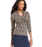Add a wild touch to skirts or pants with Charter Club's faux wrap petite top, complete with a striking animal print.
