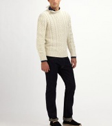 Inspired by a classic fisherman's roll-neck sweater, a sophisticated pullover is knit from a luxe blend of cotton and cashmere for a decidedly handsome look.Rolled necklineRibbed collar, cuffs and hem80% cotton/20% cashmereHand washImported