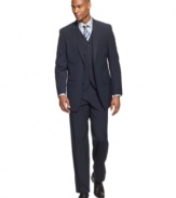 With a modern, dapper edge, this three-piece suit from Sean John ups the style stakes on your dress look.