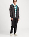 Soft woven cotton with a hint of stretch, tailored in a classic straight-leg silhouette.Self waistband with belt loopsZip fly with button closureWelt coin pocketSide slash pocketsBack welt pocketsInseam, about 3398% cotton/2% elastaneMachine washImported