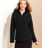 Whether you're layering it with heavier outerwear or sporting it as-is, Esprit's petite channel-quilted topper makes covering up look good.