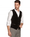 Update your standard suit-and-tie look with a modern spin on a classic design in this pieced vest from Alfani RED.