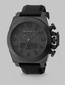 With subtle military influence and a sporty yet elegant look, this appeals to the watch aficionado who is looking for something different. With a devised double-layered brushed dial and signature pattern crown, it's a fine example of detailed Italian watch making and craftsmanship.Round bezelQuartz movementThree-eye chronograph functionalityWater resistant to 10 ATMStainless steel case: 50mm (1.97)Rubber bandMade in Italy With subtle military influence and a sporty yet elegant look, this appeals to the watch aficionado who is looking for something different. With a devised double-layered brushed dial and signature pattern crown, it's a fine example of detailed Italian watch making and craftsmanship.Round bezelQuartz movementThree-eye chronograph functionalityWater resistant to 10 ATMStainless steel case: 50mm (1.97)Rubber bandMade in Italy
