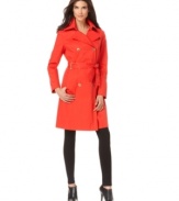 In a saturated shade, this Calvin Klein trench coat is a classic that adds sunshine to springtime showers!