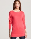 You're absolutely glow in this neon pink MARC BY MARC JACOBS sweater flaunting red woven elbow patches for a flirty and fabulous finish. Lightweight for the spring season, pair it with skinnies and turn up the charm.