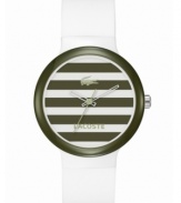 A sporty Goa unisex watch from Lacoste with preppy stripes for an All-American look.