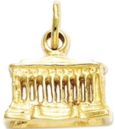 A charm that honors the memory of the 16th president of the U.S. This Lincoln Memorial charm features an intricate carved design in 14k gold. Chain not included. Approximate length: 1/2 inch. Approximate width: 1/2 inch.