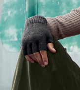 EXCLUSIVELY OURS. Stylish fingerless gloves are knitted from superior wool, offering easy access to your everyday essentials while keeping your hands warm and toasty.About 8 longWoolDry cleanImported