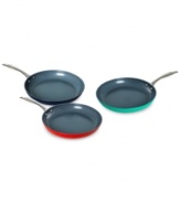 Spice up your space with Fiesta's colorful & durable cookware. Mastering the art of prep & presentation, this fry pan features a heavy-gauge construction that heats evenly & quickly for effortless gourmet meals and features a Thermolon™ ceramic nonstick coating for a neat & tidy cleanup. Limited lifetime warranty.