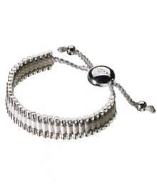 This unique sterling silver hand-woven lanyard is a modern, grown-up take in the friendship band. This unique sterling silver hand-woven lanyard is a modern, grown-up take in the friendship band.