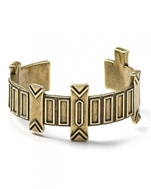 Tap this season's tribal-inspired trend with House of Harlow 1960's gold cuff. Stacked or solo, this piece makes a cool statement with a cuffed blazer and sheer blouse. Tap this season's tribal-inspired trend with House of Harlow 1960's gold cuff. Stacked or solo, this piece makes a cool statement with a cuffed blazer and sheer blouse.