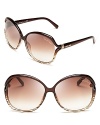 Fashionista-favorite oversized shades get a style upgrade from chic striped frames and glam gradient lenses; from Roberto Cavalli.