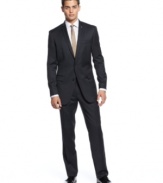 A tonal navy plaid steps up the style on this slim-fit suit from Bar III.