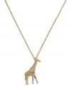 Go on safari with this darling giraffe pendant necklace from Fossil. Embellished with sparkly black diamond crystal accents. Complete with a lobster claw closure. Crafted in gold tone mixed metal. Approximate length: 22 inches + 2-inch extender. Approximate drop: 1-3/4 inches.