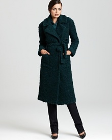 With a tactile texture and tailored silhouette, this Tory Burch coat strikes at a distance. Slip it on for instant chic. With a tactile texture and tailored silhouette, this Tory Burch coat strikes at a distance. Slip it on for instant chic.