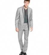 Silver fox. Go gray all the way in this sleek, stylin' blazer from American Rag.