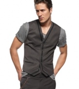 Mix-and-match your look from casual to refined with dress and t-shirts underneath this stylish vest from INC International Concepts.