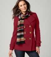 Get a polished look this fall with a lovely pea coat and scarf combo from London Fog. (Clearance)