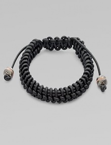 A modern look without equal, carefully woven in leather with black rhodium and rose gold details at the adjustable ends. From the No Regrets CollectionLeatherBlack rhodiumRose goldAdjustable lengthImported A modern look without equal, carefully woven in leather with black rhodium and rose gold details at the adjustable ends. From the No Regrets CollectionLeatherBlack rhodiumRose goldAdjustable lengthImported