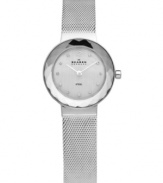 A stunning faceted glass bezel brings endless elegance to this mesh watch by Skagen Denmark.