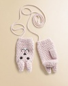 Supremely soft mittens in a wool and cashmere blend, finished with a sweet bunny-inspired pattern they'll love to show off. Loss-prevention stringPolyester/nylon/wool/angora/cashmereHand washImported