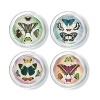 Fringe glass coasters with multi butterfly print. Set of 4 comes in gift box. Diameter of each is 4.