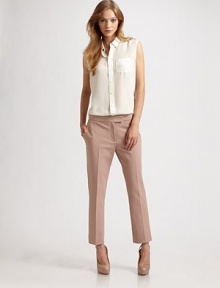 Sumptuous silk roughened by distressed cap sleeves and a trendy hi-low hem. Point collarDistressed cap sleevesFront patch pocketHi-low hemSilkDry cleanImportedModel shown is 5'9½ (176cm) wearing US size 4. Sumptuous silk roughened by distressed cap sleeves and a trendy hi-low hem. Point collarDistressed cap sleevesFront patch pocketHi-low hemSilkDry cleanImportedModel shown is 5'9½ (176cm) wearing US size 4.