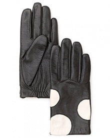 Put your best hand forward in kate spade's short-and-chic leather gloves, offering a polished take on the polka dot trend. Put your best hand forward in kate spade's short-and-chic leather gloves, offering a polished take on the polka dot trend.