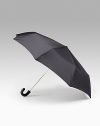 Compact retractable nylon umbrella with leather handle. Sleeve included Made in Italy 