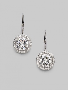 EXCLUSIVELY AT SAKS. A traditional round drop earring designed in sterling silver with cubic zirconia settings.Cubic zirconia Rhodium plated sterling silver Width, about ½ Leverback closure Imported 