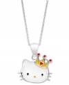 Give yourself the royal treatment. The sterling silver Princess Kitty pendant from Hello Kitty offers a whimsical touch for any occasion. Approximate length: 18 inches. Approximate drop: 3/4 inch.