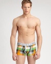 Comfortable enough for everyday wear, these slim fitting, stretch-cotton briefs are accented by a colorful check patterned print and an elastic waistband with signature logo detail.Elastic waistband90% cotton/10% elastaneMachine washImported