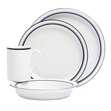 Tasteful and tailored blue banded dinnerware inspired by the unique Copenhagen neighborhood of Christianshaven from Dansk. Dinner plate is 10.125 in diameter. Salad plate is 8.625 in diameter. Bowl and mug hold 12 oz. and 9 oz., respectively. Tasteful and tailored blue banded dinnerware inspired by the unique Copenhagen neighborhood of Christianshaven from Dansk. Dinner plate is 10.125 in diameter. Salad plate is 8.625 in diameter. Bowl and mug hold 12 oz. and 9 oz., respectively.