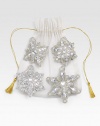 EXCLUSIVELY AT SAKS.COM. A new Christmas tradition from renowned designer Sudha Pennathur, handcrafted and beaded with all the sparkle of a holiday snowflake. Set of 4 ornaments in silver pouch Woven loops Each: 4½ diam. Imported 